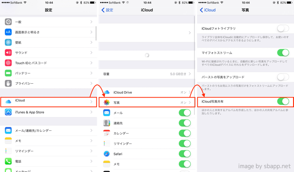 Iphone Icloud写真共有で家族や友達と1つのアルバムを共有する方法 楽しくiphoneライフ Sbapp