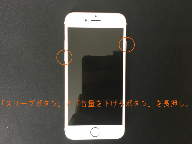 ※ 上記画像はiPhone 7のソフトリセットを想定した部分に赤印を記入しています。