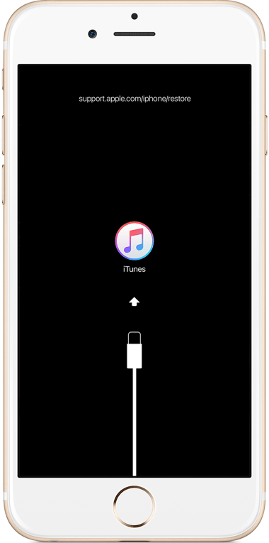 文鎮化してしまった時に表示される「iTunesに接続」画面。 img via:Apple