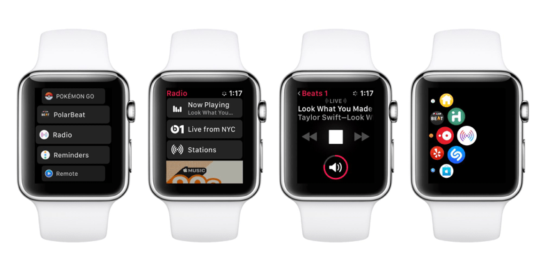 watchOS 4.1 betaで追加されたラジオアプリ。 img via:9To5Mac