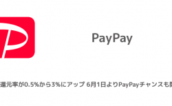 【PayPay】通常還元率が0.5%から3%にアップ 6月1日よりPayPayチャンスも開始