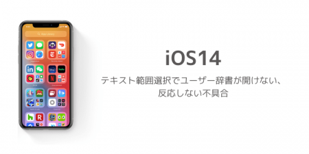 【iOS14】テキスト範囲選択でユーザー辞書が開けない、反応しない不具合