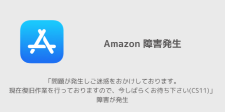 【Amazon】「問題が発生しご迷惑をおかけしております。現在復旧作業を行っておりますので、今しばらくお待ち下さい(CS11)」障害が発生