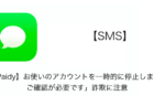 【SMS】「【Paidy】お使いのアカウントを一時的に停止しました, ご確認が必要です」詐欺に注意