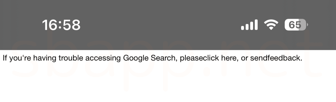Google検索が真っ白、フィードバックを求めるエラー表示