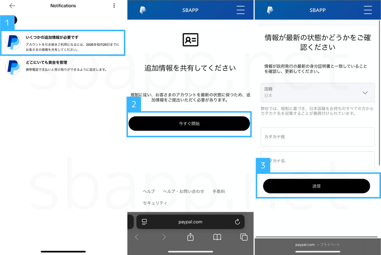 PayPalの通知欄
