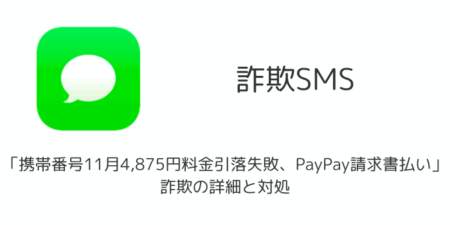【SMS】「携帯番号11月4,875円料金引落失敗、PayPay請求書払い」詐欺の詳細と対処