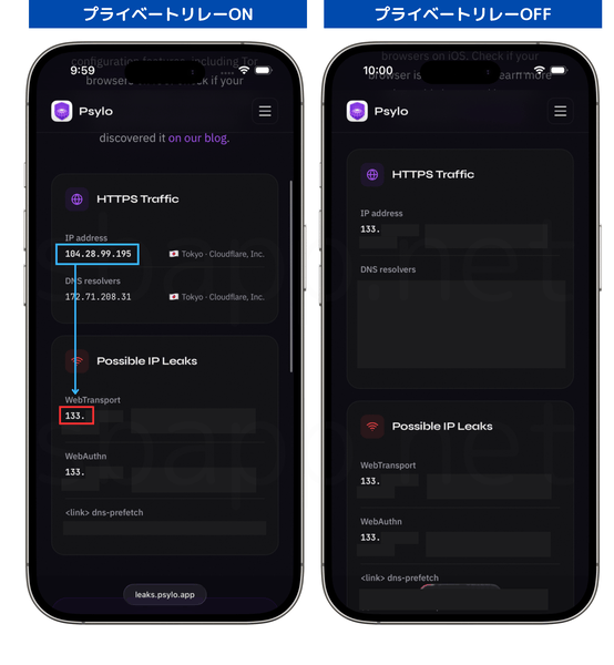 iCloud+プライベートリレーのIPアドレスが漏れる問題の検証